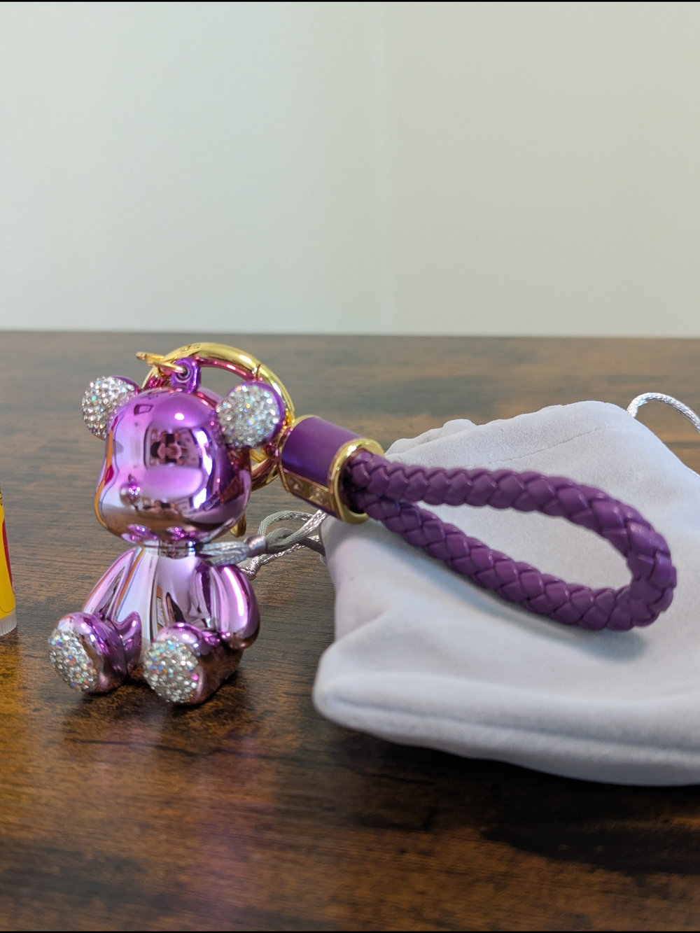 Metallic Purple Bear Bag Charm w/ Strap NWOT